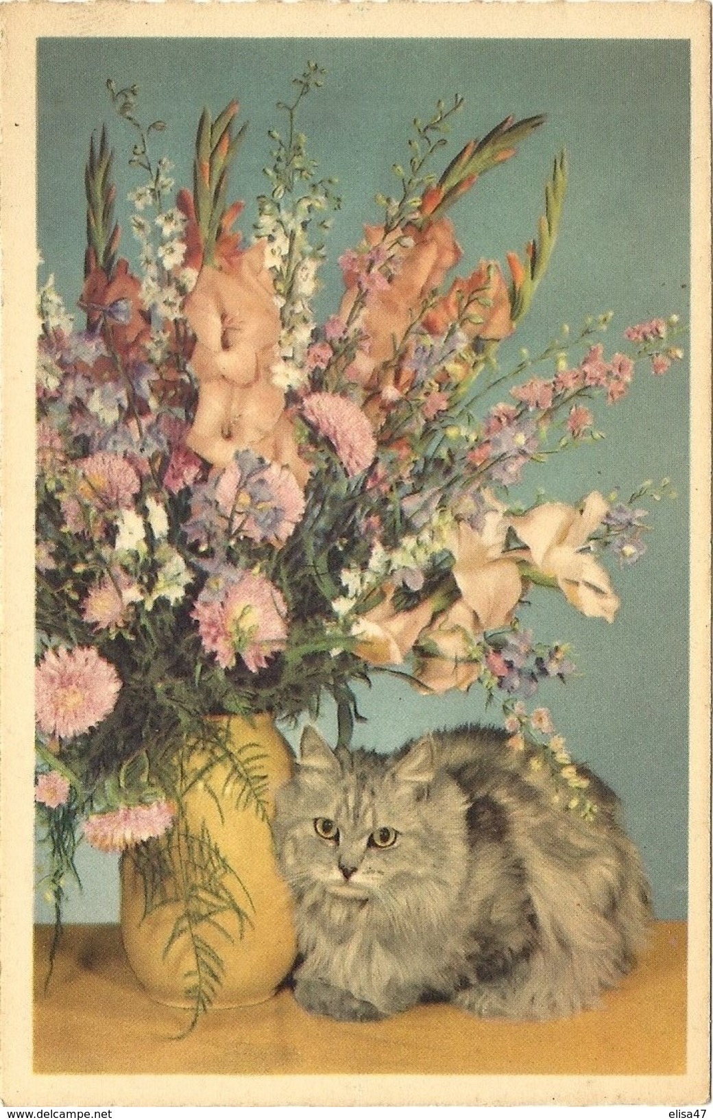 3  CPA  DE  CHATS  CHATONS    +  FLEURS - Chats