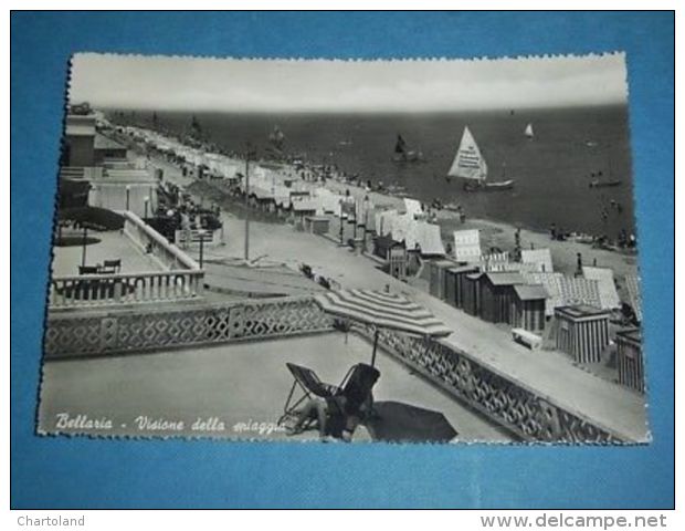 Cartolina Bellaria - Veduta Della Spiaggia 1954. - Rimini