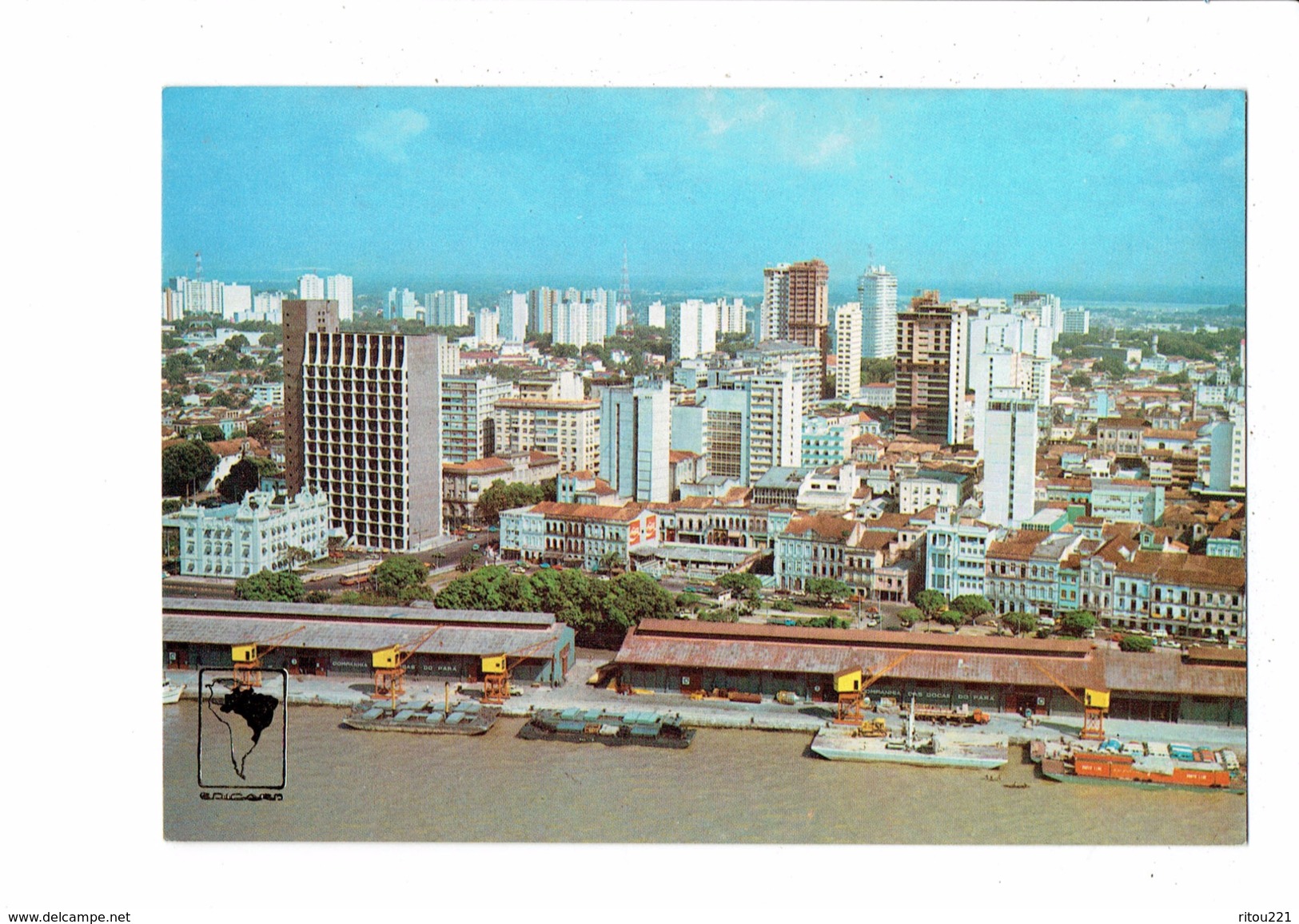 Cpm - BRASIL Brésil BELEM - Vue Aérienne - Port Grue Bateau Péniche Immeubles - Belém