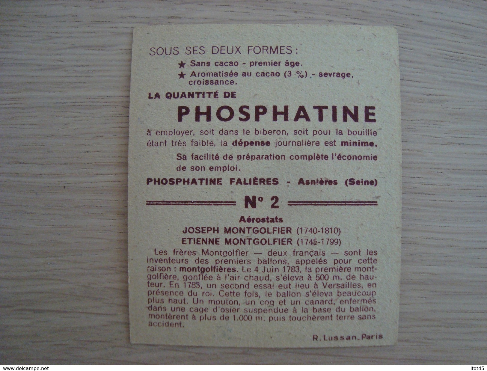 IMAGE AEROSTATS PHOSPHATINE - Autres & Non Classés