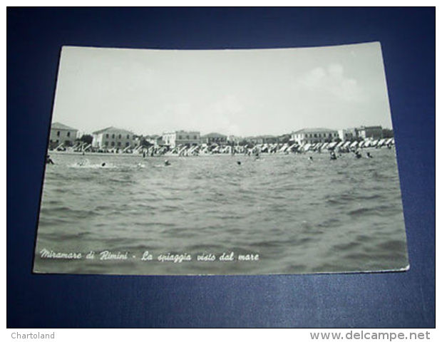 Cartolina Miramare Di Rimini - La Spiaggia Vista Dal Mare 1955 - Rimini