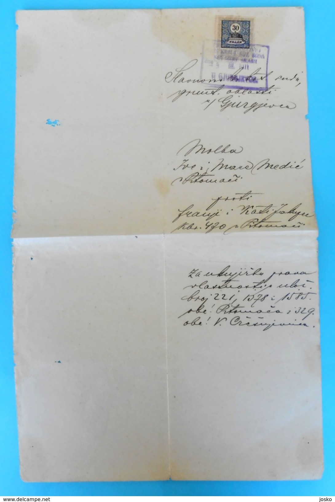 GJURGJEVAC ( Djurdjevac , Durdevac ) - Old Document With Revenue Stamp From 1911. * Croatia Kroatien - Documentos Históricos