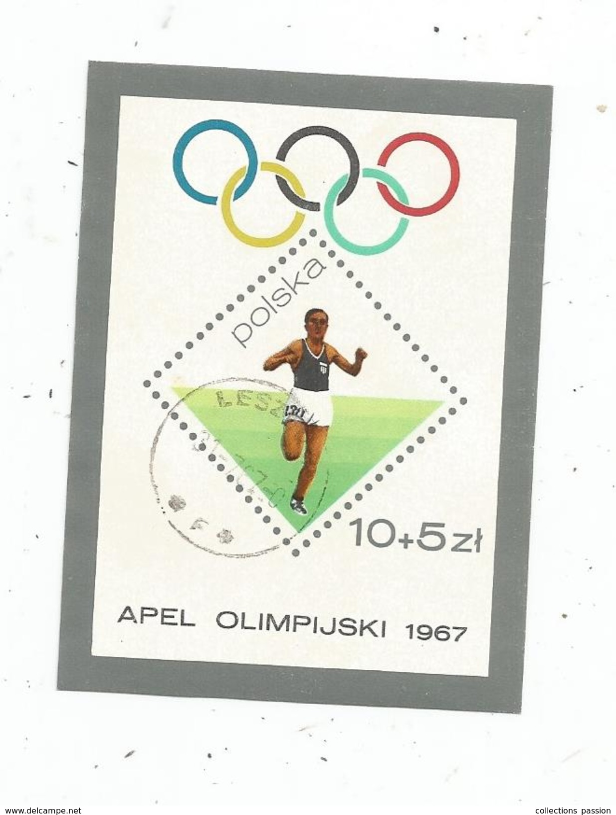 Timbre , POLOGNE , POLSKA , APEL OLIMPIJSKI , Sports , Jeux Olympiques , Bloc - Blocs & Hojas