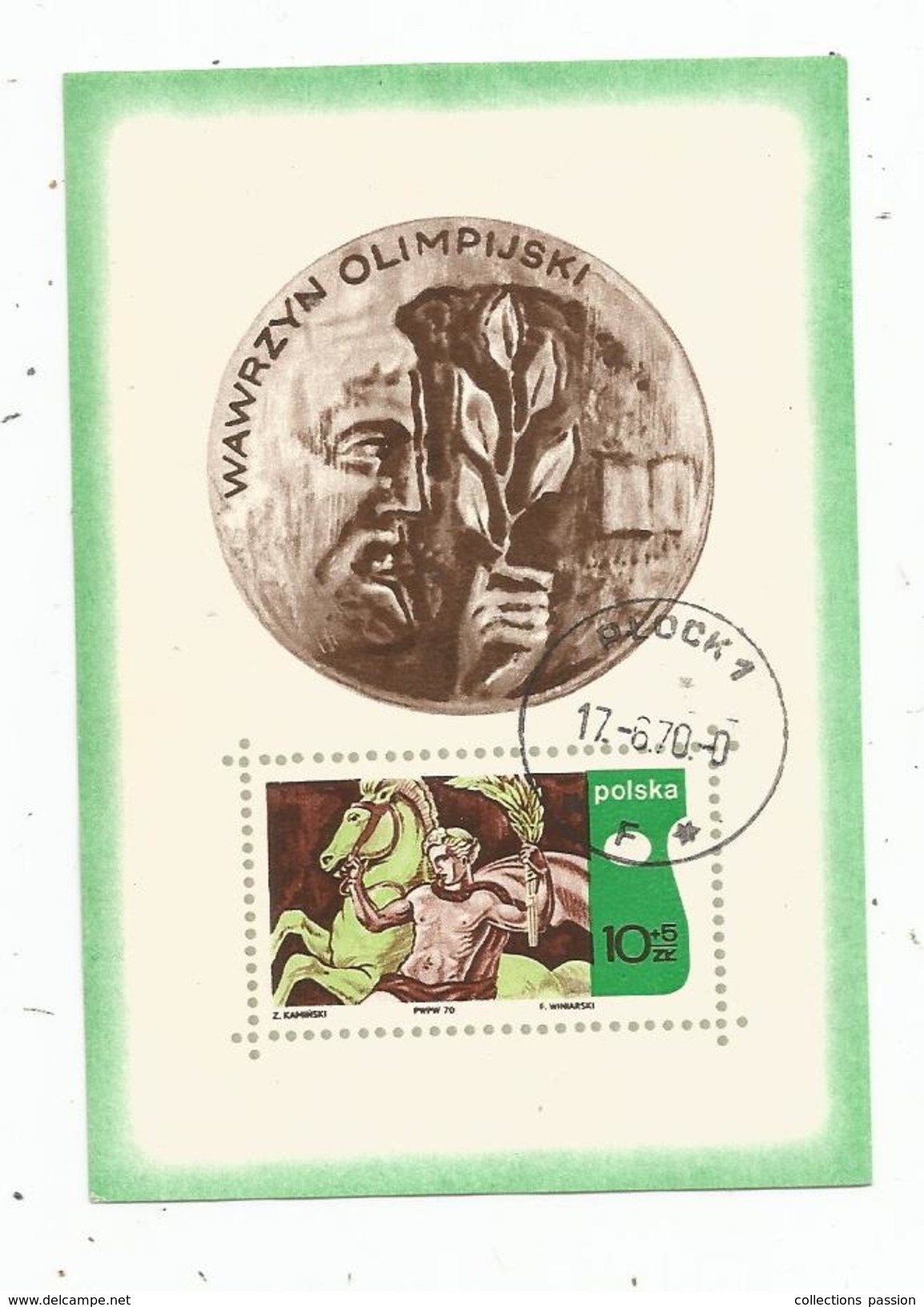 Timbre , POLOGNE , POLSKA , WAWRZYN OLIMPIJSKI , Sports , Jeux Olympiques , Bloc - Blocs & Hojas