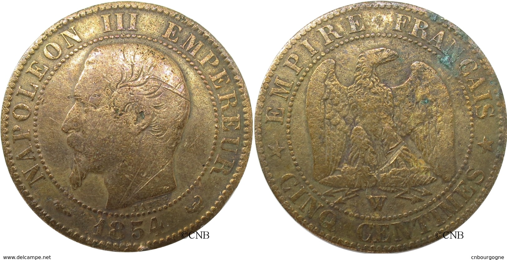 France - Second Empire - 5 Centimes Napoléon III, Tête Nue - 1854 W - B+ - Fra2158 - Autres & Non Classés