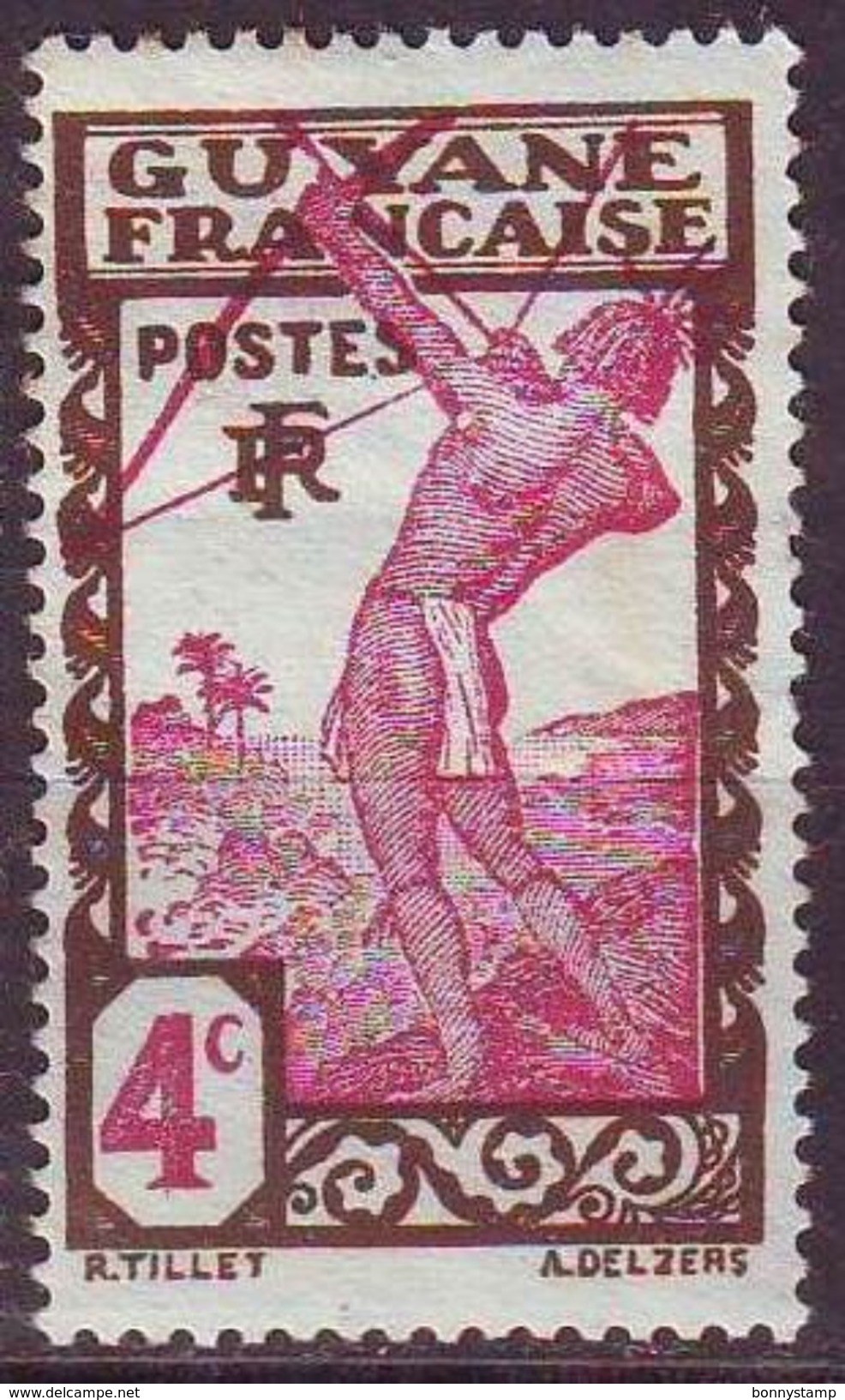 Guyana Francese, 1929/1940 - 4c Carib Archer  -  Nr.112 Usato° - Used Stamps