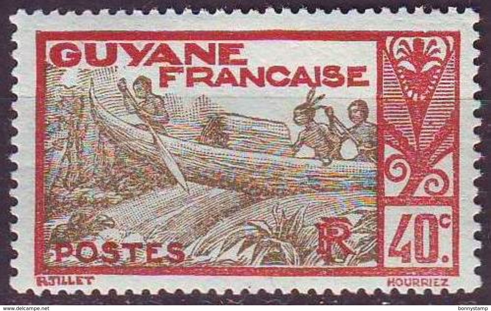 Guyana Francese, 1929/1940 - 40c Shooting Rapids  -  Nr.121 MLH* - Used Stamps