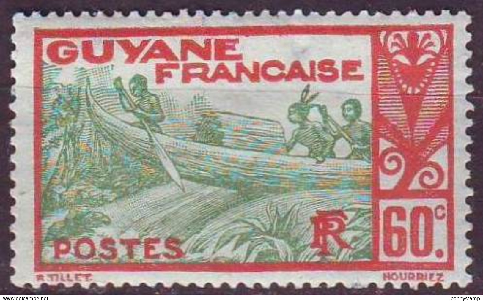 Guyana Francese, 1929/1940 - 60c Shooting Rapids  -  Nr.126 MLH* - Oblitérés