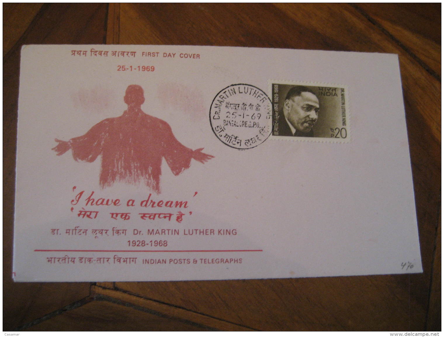 MARTIN LUTHER KING JR. Celebrities Celebrites BANGALORE 1969 FDC Cancel Cover INDIA - Martin Luther King