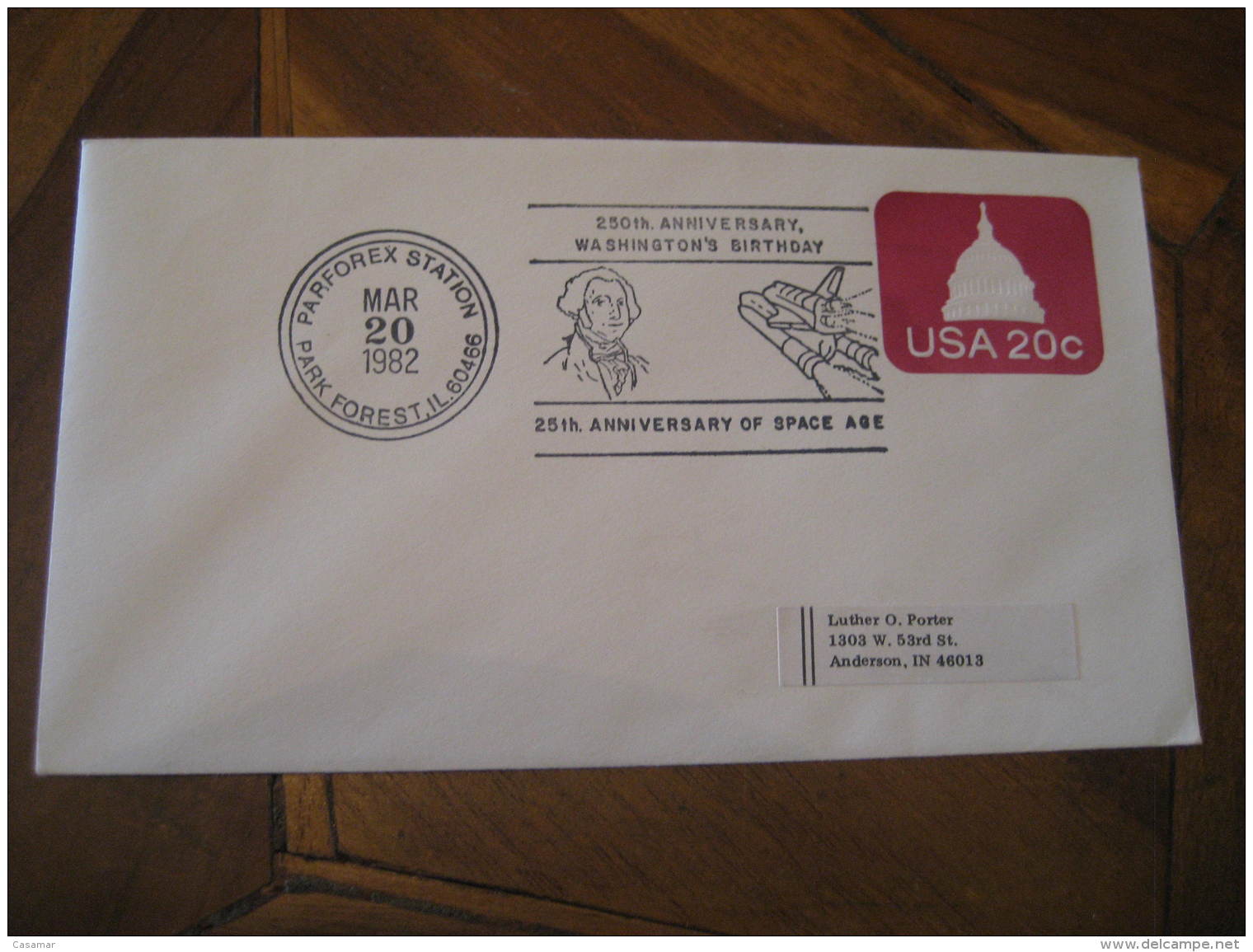 GEORGE WASHINGTON Space USA President Celebrities Celebrites PARK FOREST 1982 Cancel Cover USA - George Washington