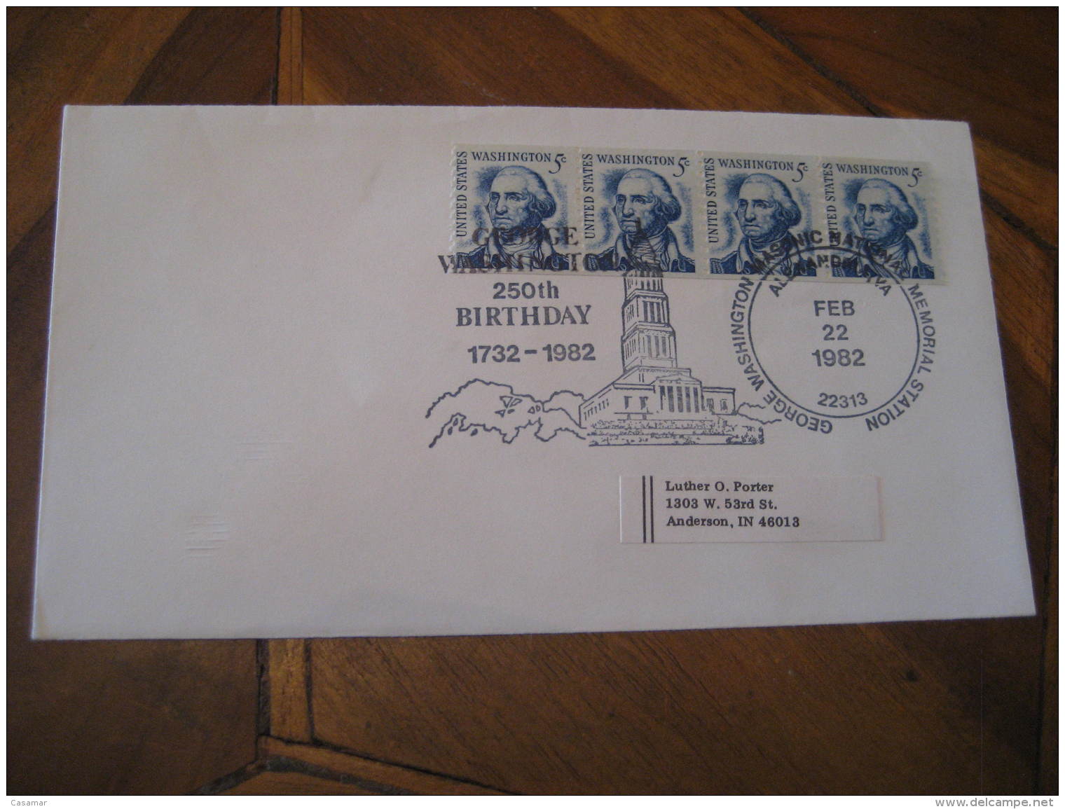 GEORGE WASHINGTON Masonic Mason USA President Celebrities Celebrites ALEXANDRIA 1982 Cancel Cover USA - George Washington