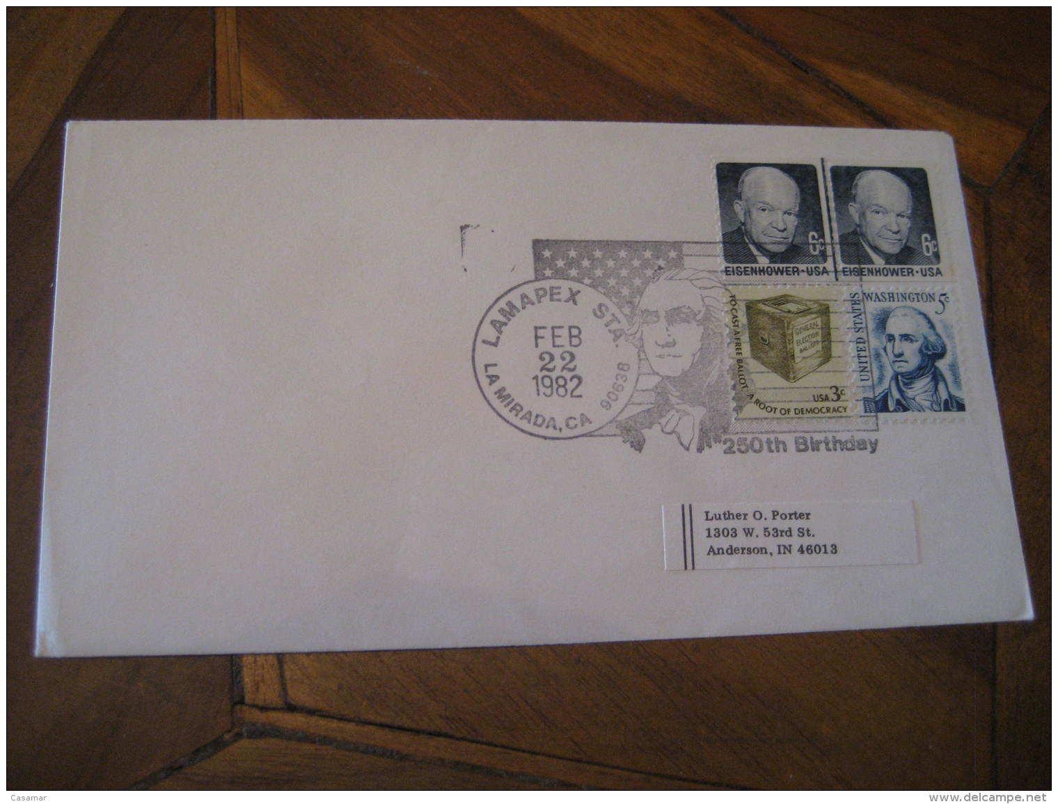 GEORGE WASHINGTON USA President Celebrities Celebrites LA MIRADA 1982 Cancel Cover USA - George Washington