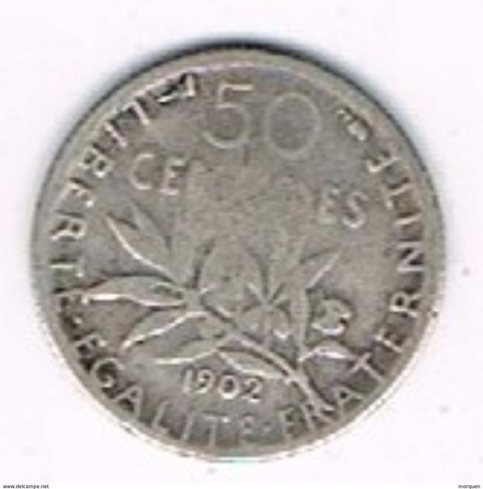 Moneda 50 Ctmes FRANCIA, Plata Ag, Semeuse 1902 º - Otros & Sin Clasificación