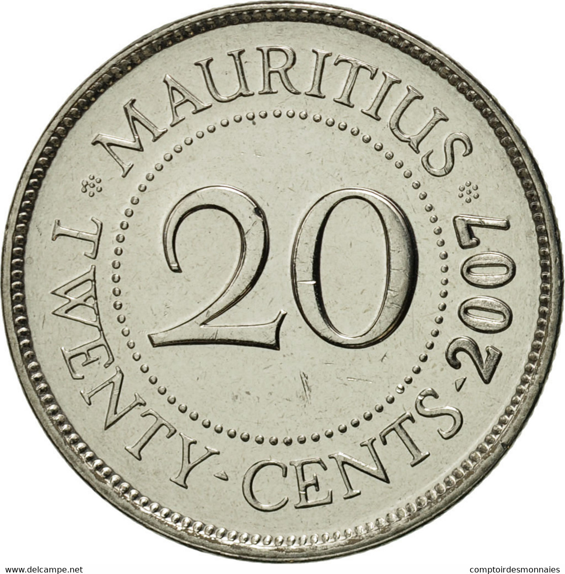 Monnaie, Mauritius, 20 Cents, 2007, FDC, Nickel Plated Steel, KM:53 - Mauricio