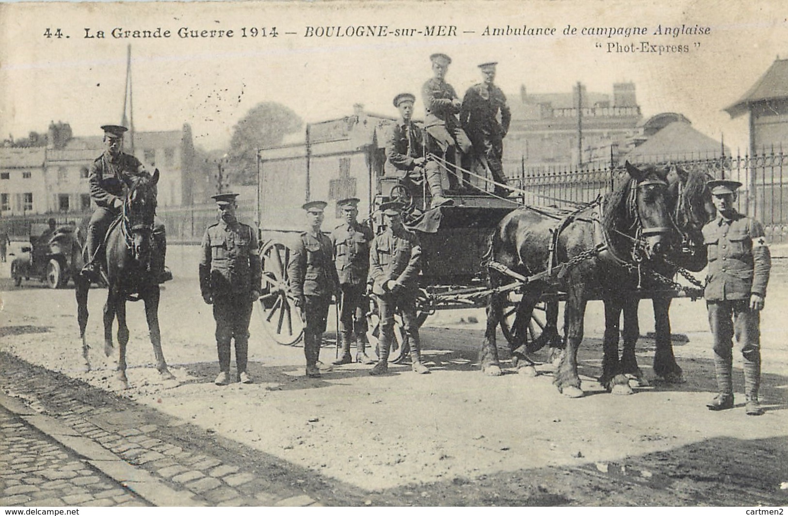 BOULOGNE-SUR-MER AMBULANCE DE CAMPAGNE ANGLAISE "PHOT-EXPRESS" ATTELAGE CHEVAL 62 - Boulogne Sur Mer