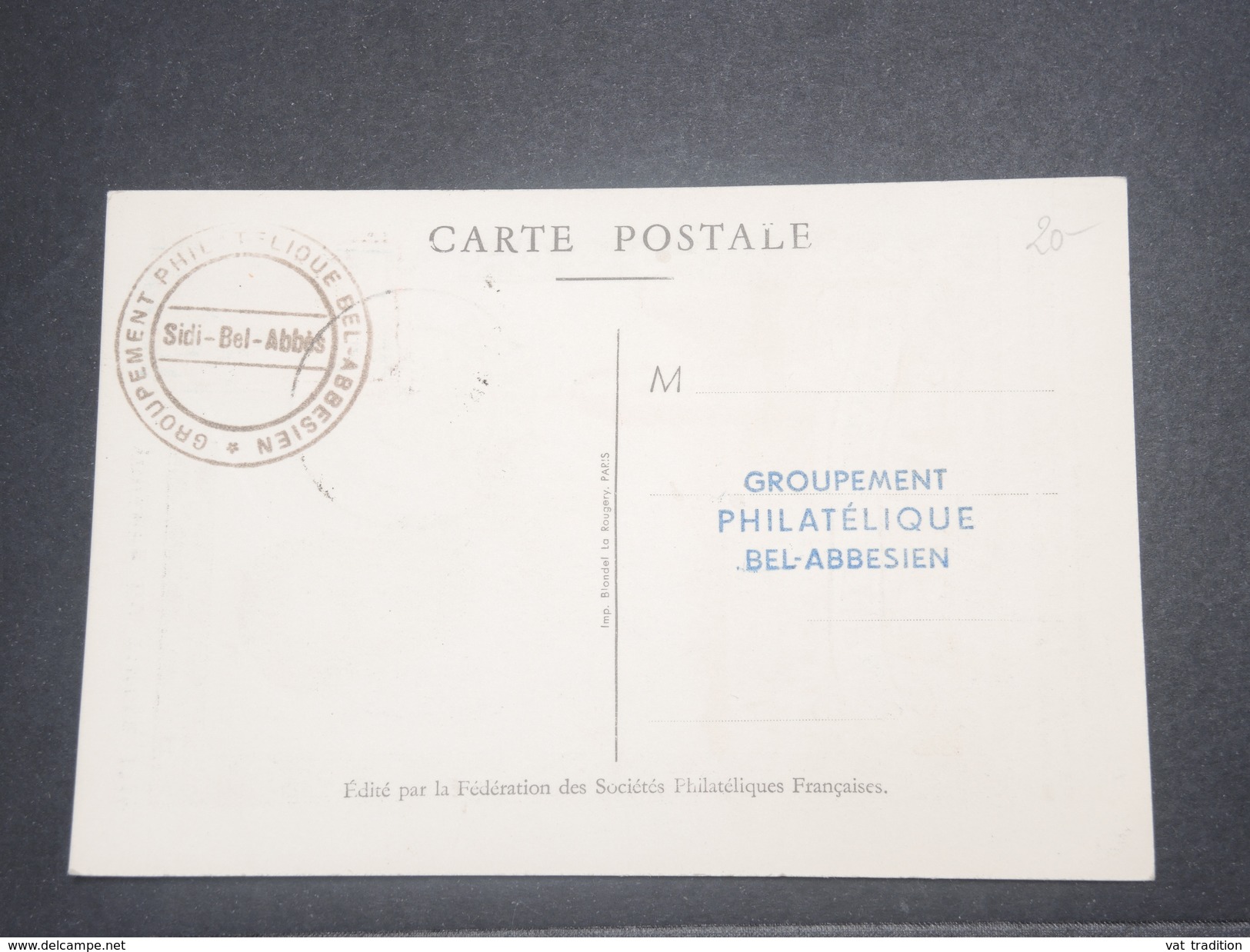 FRANCE/ ALGÉRIE - Carte Maximum De La Journée Du Timbre De Sidi Bel Abbes En 1946 - L 8661 - FDC