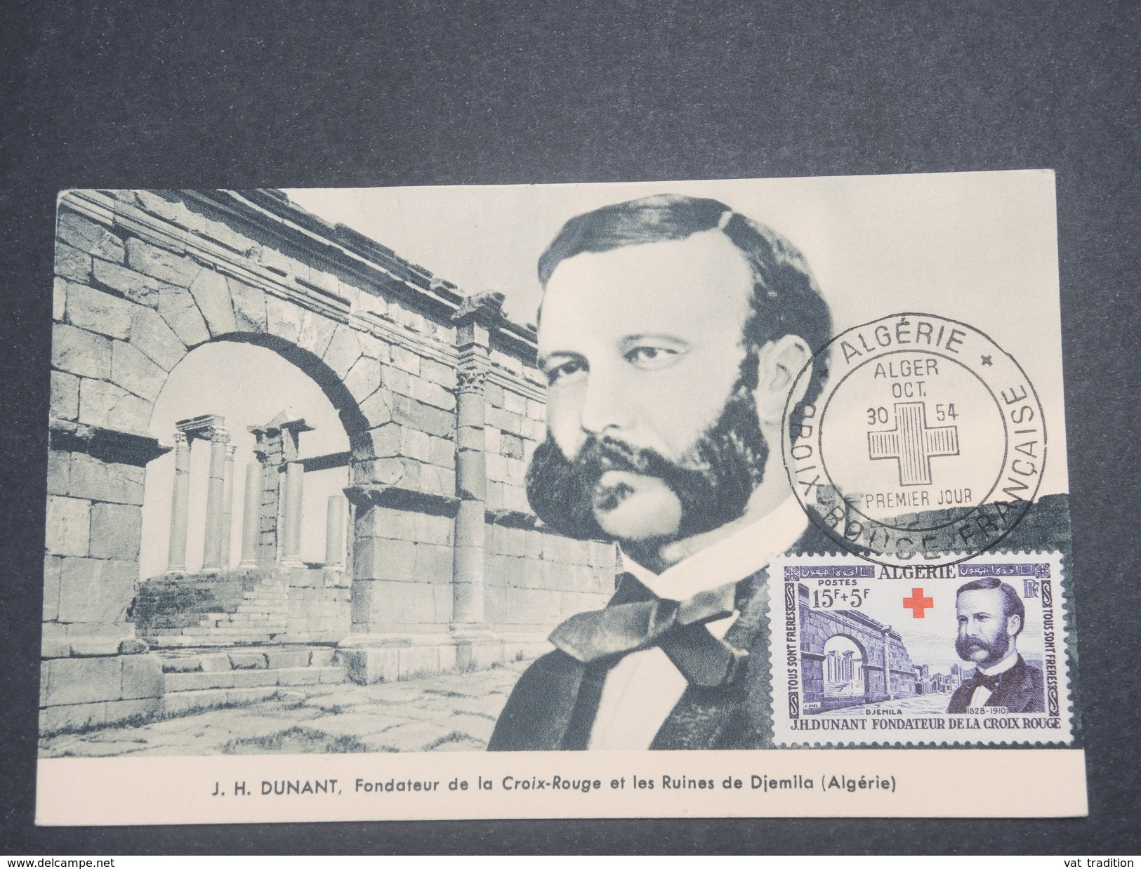 FRANCE/ ALGÉRIE - Carte Maximum Croix Rouge  Henri Dunant En 1954 - L 8663 - FDC