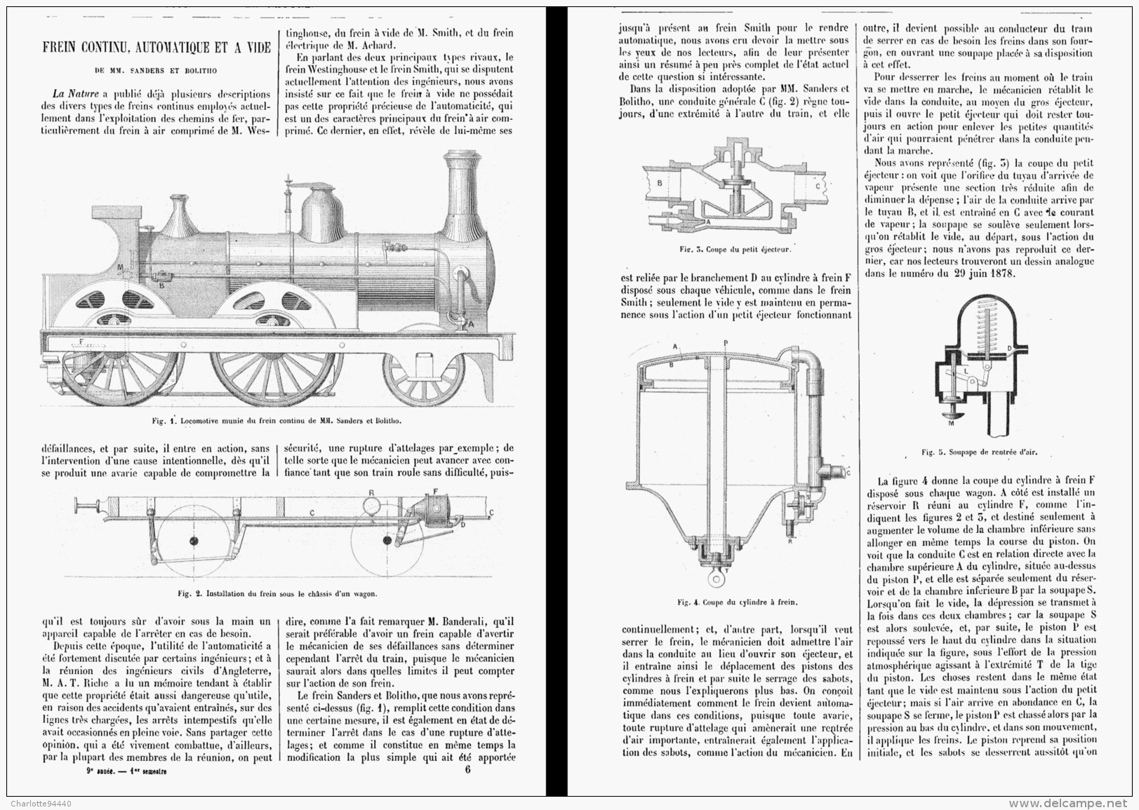 FREIN CONTINU AUTOMATIQUE ET A VIDE De M. SANDERS  Et  BOLITHO   1881 - Eisenbahnverkehr