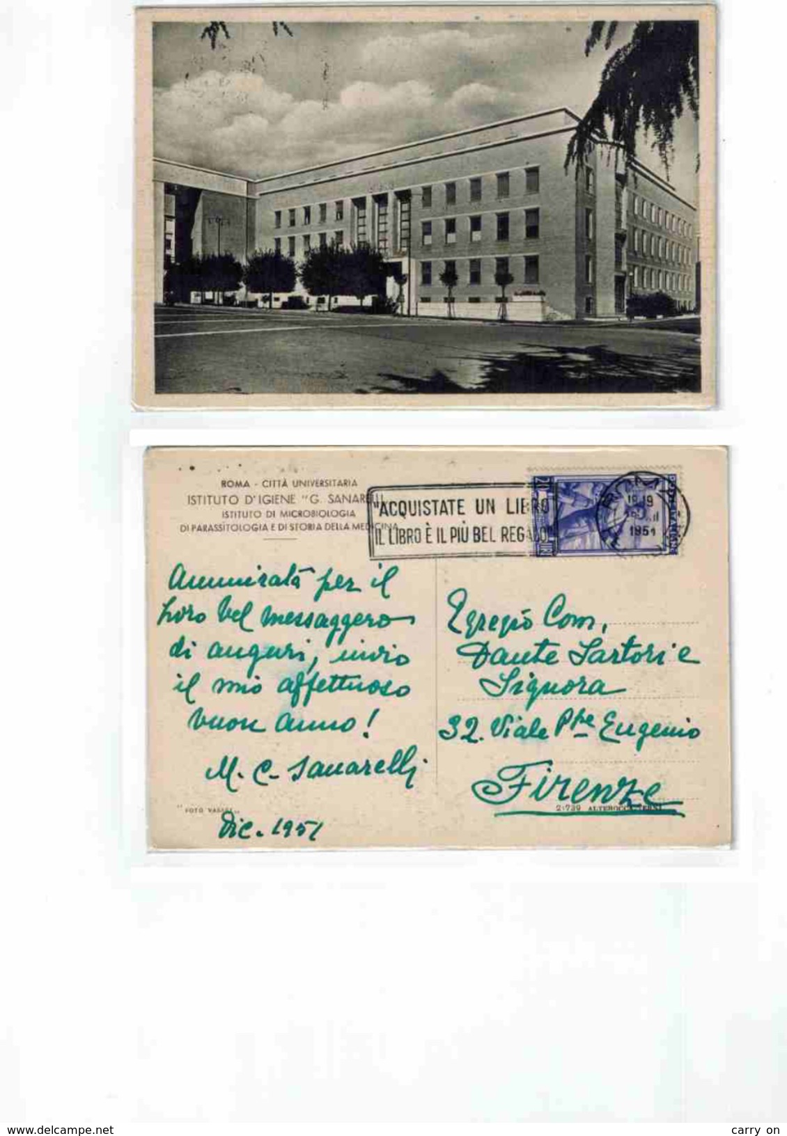 Cartolina Illustrata Della Città Universitaria 1951 - Educazione, Scuole E Università