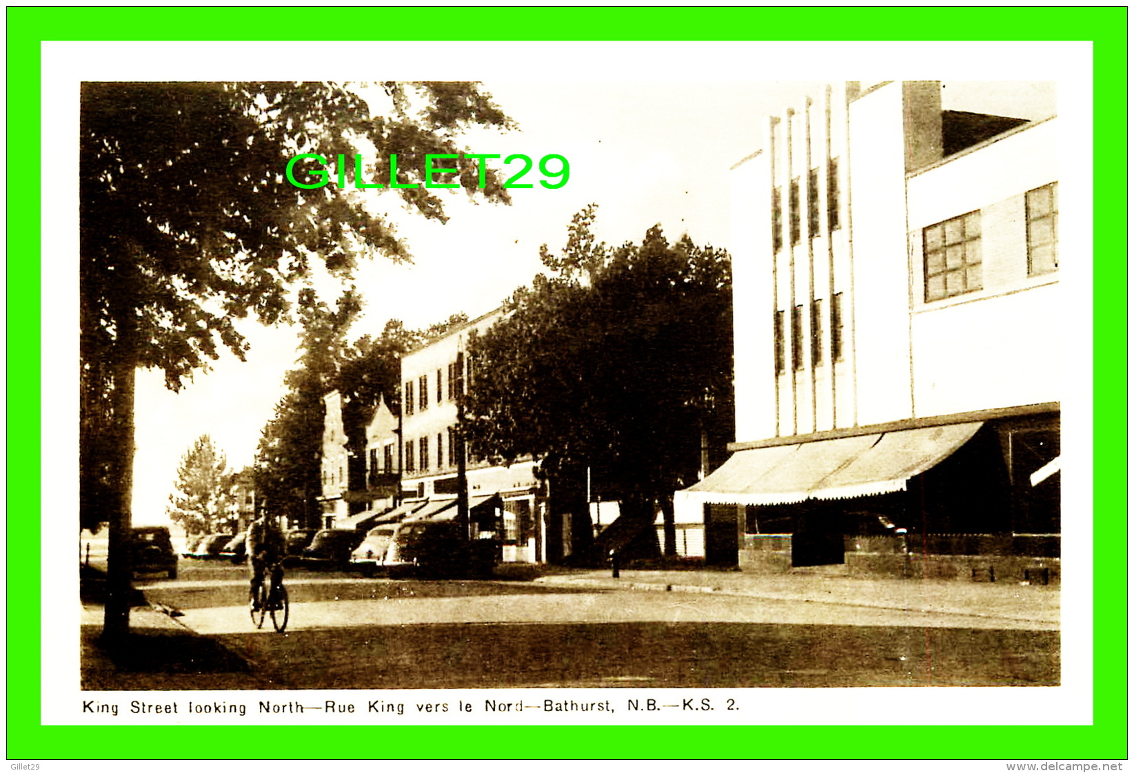 BATHURST, NEW BRUNSWICK - KING STREET LOOKING NORTH - ANIMATED BICYCLE - K.S. - PECO - - Autres & Non Classés