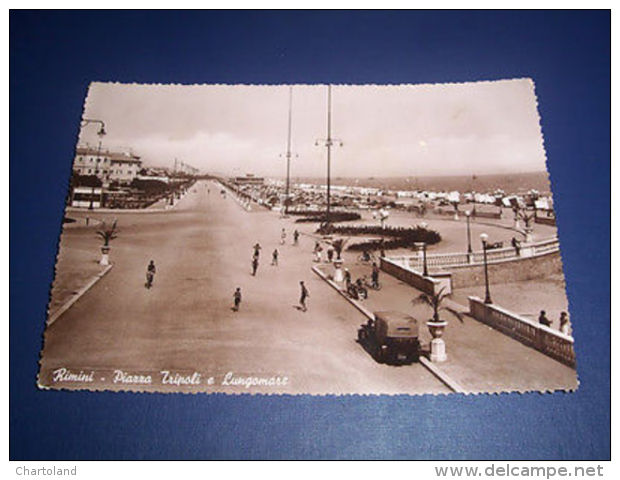 Cartolina Rimini - Piazza Tripoli E Lungomare 1949 - Rimini