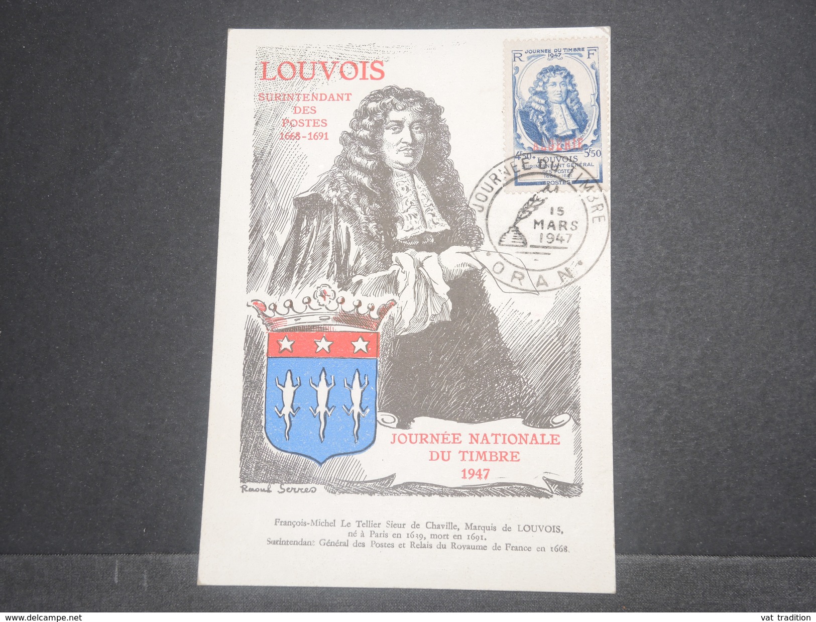 FRANCE / ALGÉRIE - Carte Maximum De Louvois En 1947 - L 8677 - FDC