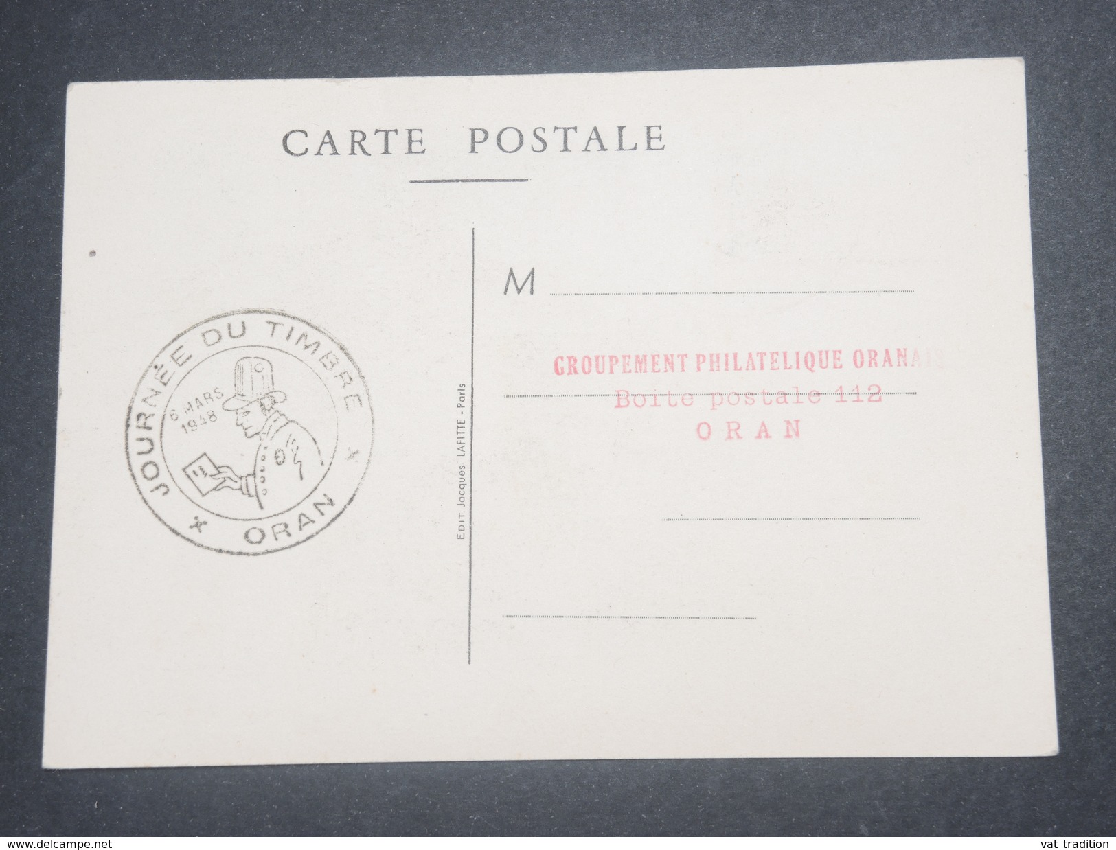 FRANCE / ALGÉRIE - Carte De La Journée Du Timbre De Oran En 1948 - L 8678 - FDC