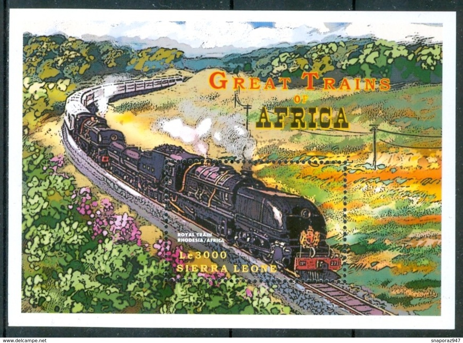 1999 Sierra Leone Royal Train-Rhodesia Treni Trains Railways Block MNH** Sie110 - Treni