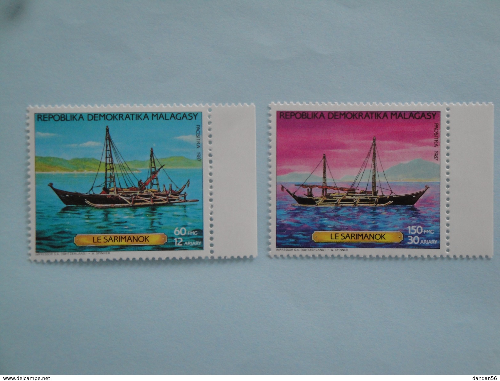 1987  Madagascar Yvert  798/9 ** Bateaux Ships Scott  786/7  Michel 1054/5 SG Xx - Madagascar (1960-...)