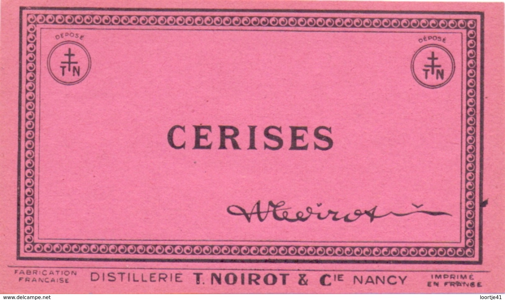 Etiket Etiquette - Cerises - Distillerie T. Noirot & Cie - Nancy - Autres & Non Classés