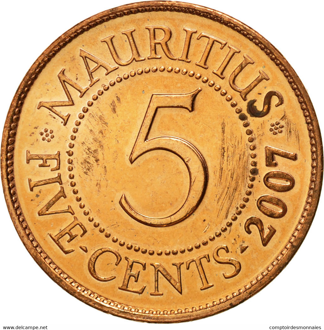 Monnaie, Mauritius, 5 Cents, 2007, FDC, Copper Plated Steel, KM:52 - Maurice