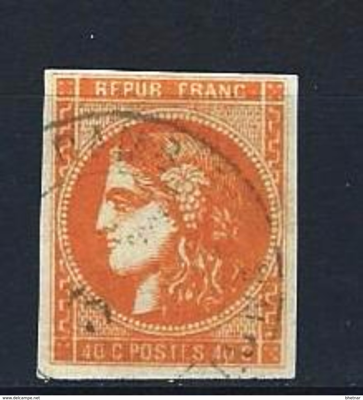 YT 48a " Cérès 40c. Orange Vif " Cachet Admon De Cambio De Barcelone - 1870 Uitgave Van Bordeaux