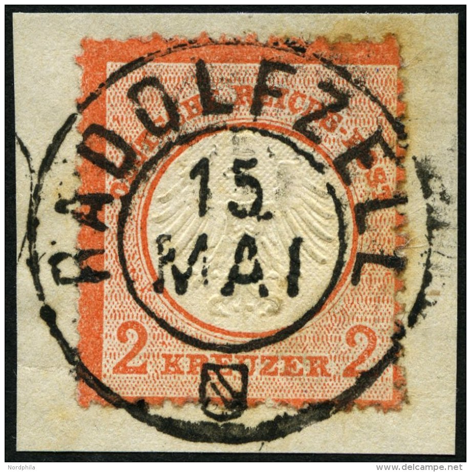 Dt. Reich 8 BrfStk, 1872, 2 Kr. Rötlichorange, Rauhe Zähnung, Idealer Badischer K2 RADOLFZELL, Prachtbriefstück, Gepr. H - Gebraucht