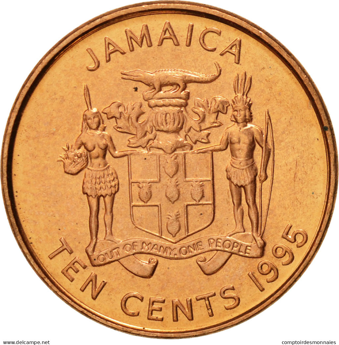 Monnaie, Jamaica, Elizabeth II, 10 Cents, 1995, British Royal Mint, FDC, Copper - Jamaique