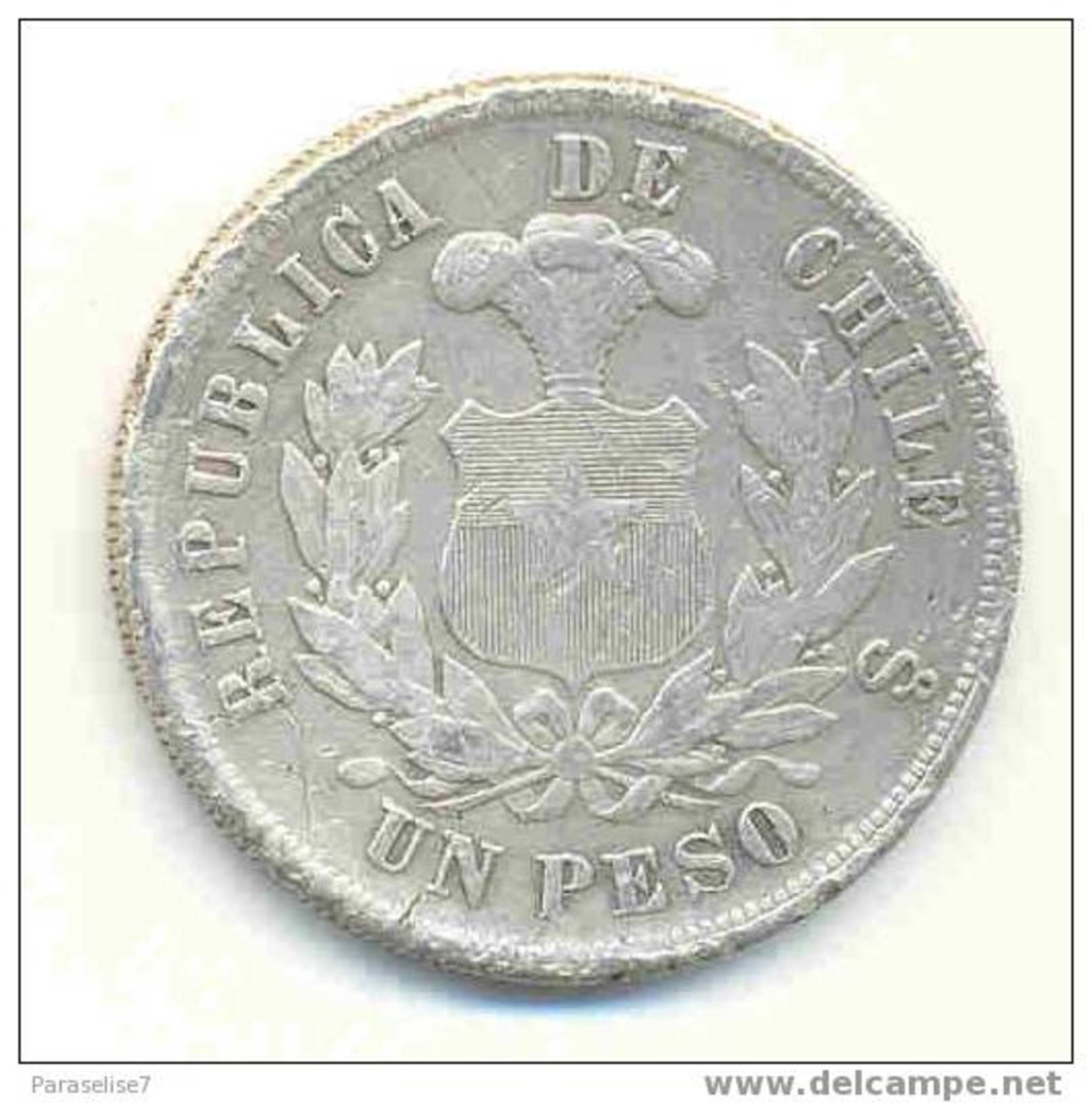 CHILI   1  PESO  1882    ARGENT  RARE  ! - Chili