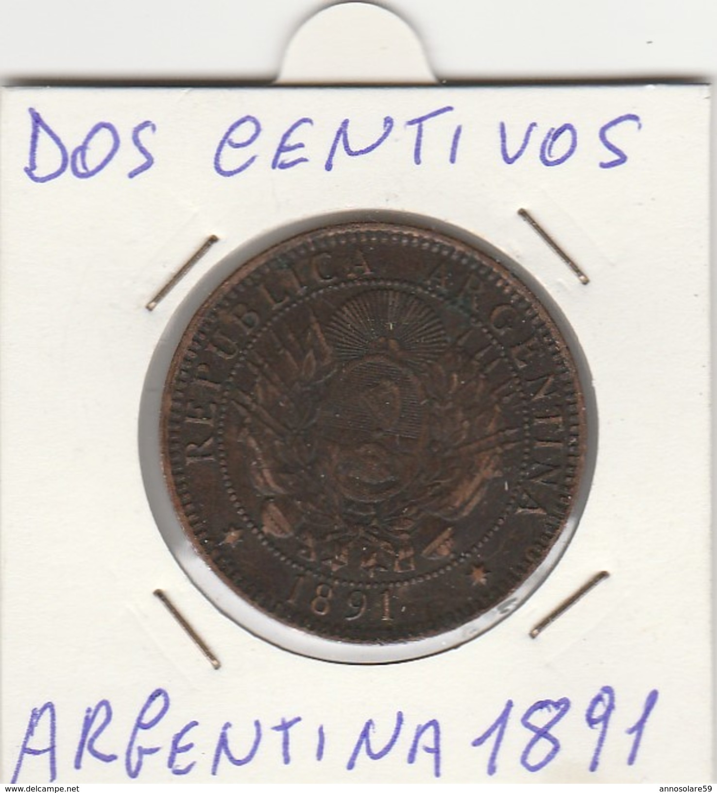 DOS CENTAVOS 1891 - MONETA ARGENTINA - LEGGI - Centraal-Amerika