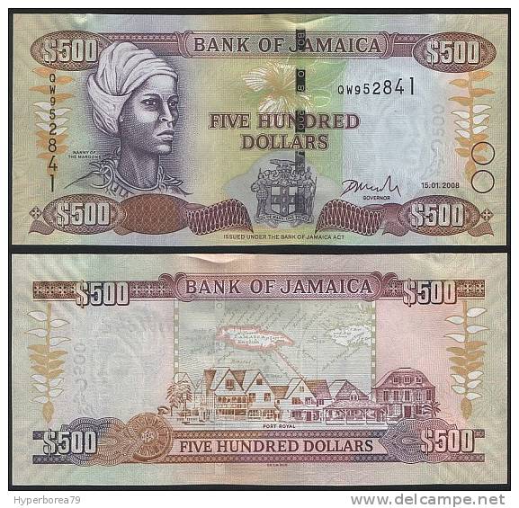 Jamaica P 85 F - 500 Dollars 15.1.2008 - UNC - Giamaica