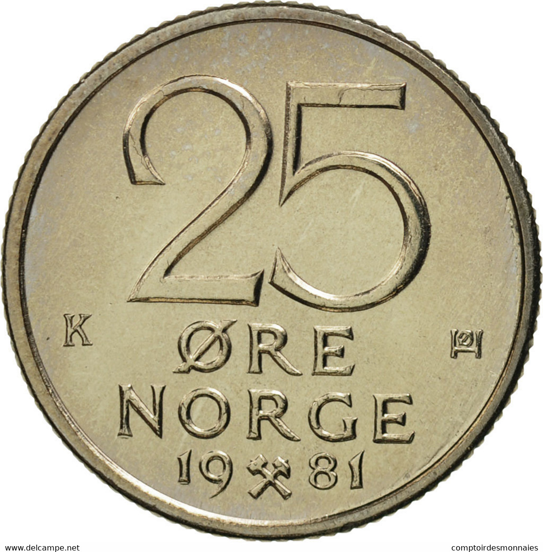 Monnaie, Norvège, Olav V, 25 Öre, 1981, FDC, Copper-nickel, KM:417 - Norvège