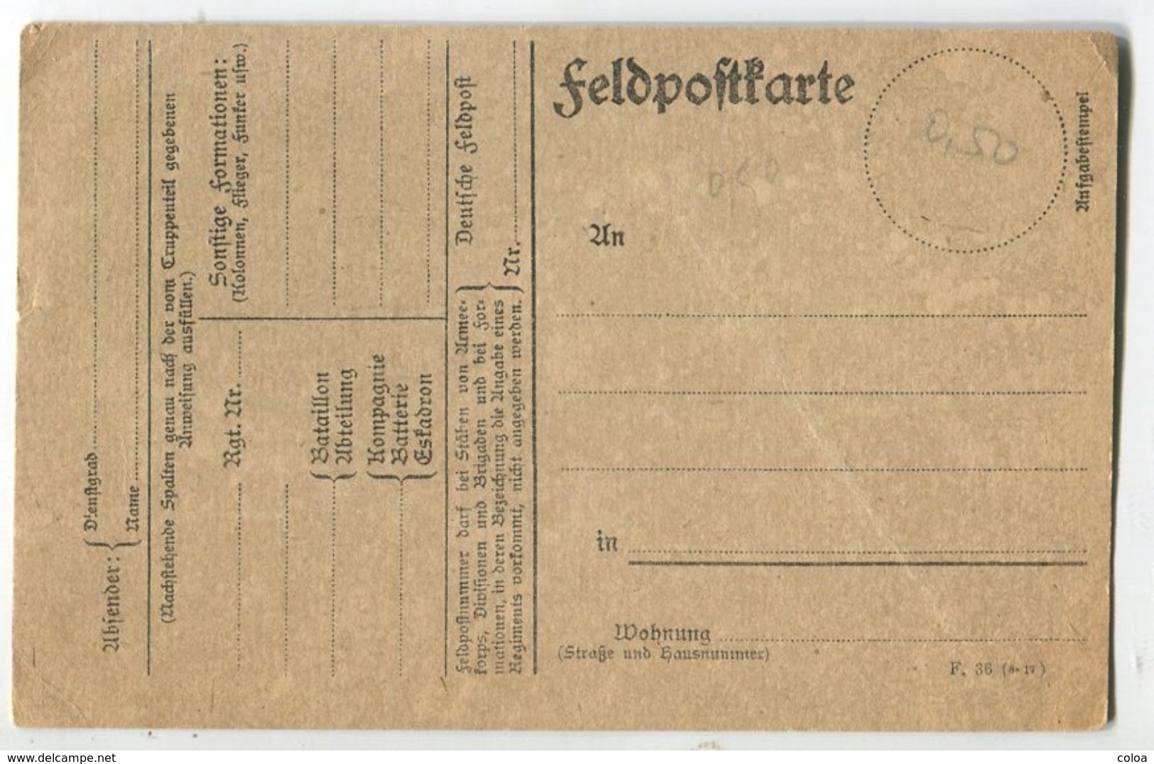 Feldpostkarte écrite 1919 - Guerre 1914-18