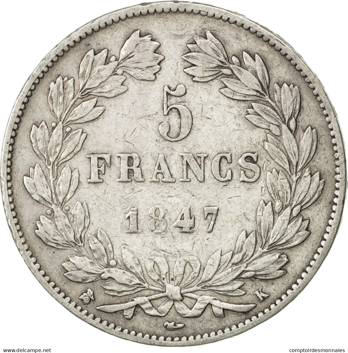 Monnaie, France, Louis-Philippe, 5 Francs, 1847, Bordeaux, TTB, Argent - J. 5 Francs