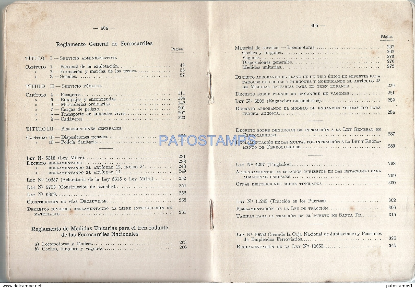 73597 ARGENTINA BS AS LEY Y REGLAMENTO DE LOS FERROCARRILES NACIONALES TREN TRAIN 1932 PAG 406 NO POSTAL POSTCARD - Eisenbahnverkehr