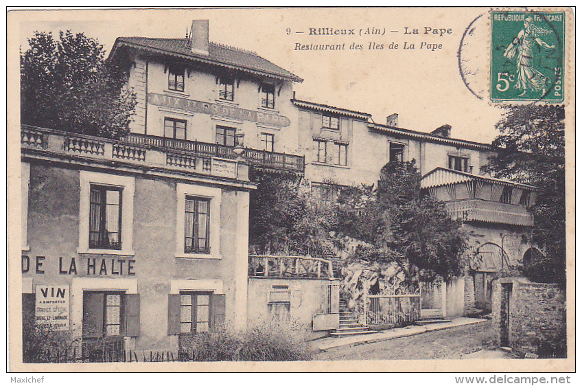 Rillieux - La Pape - Restaurant Des Iles De La Pape - Circulé 1911, Cachet Boite Facteur "B" - Rillieux La Pape