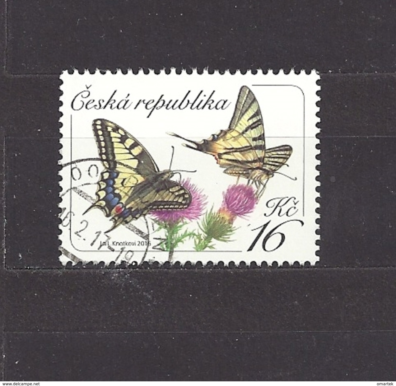 Czech Republic Tschechische Republik 2016 ⊙ Mi 881 Schmetterlinge, Butterflies. Yellow Swallowtail Papilio C19 - Used Stamps