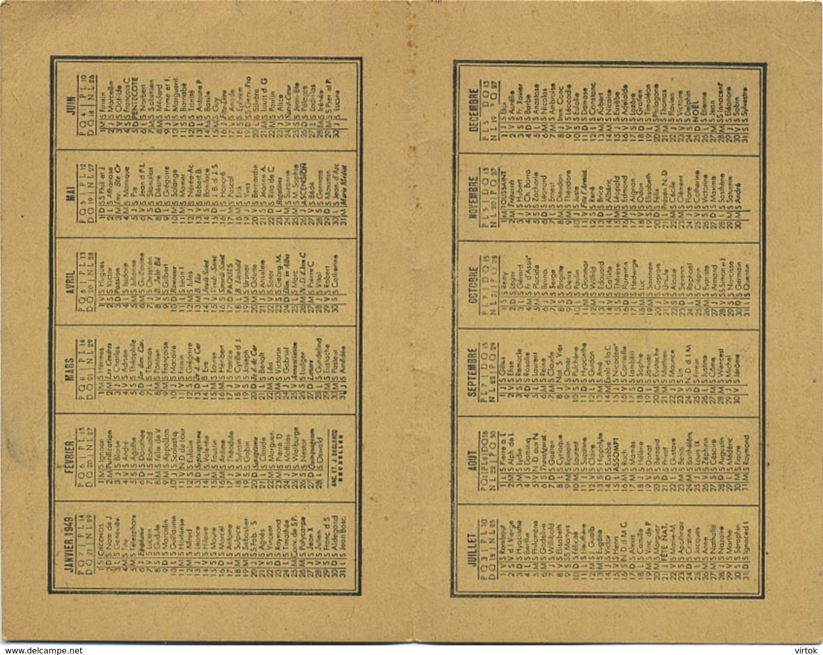 CHATELET :  Calendrier  1949   : Pharmacie BAYET - Grand Format : 1941-60