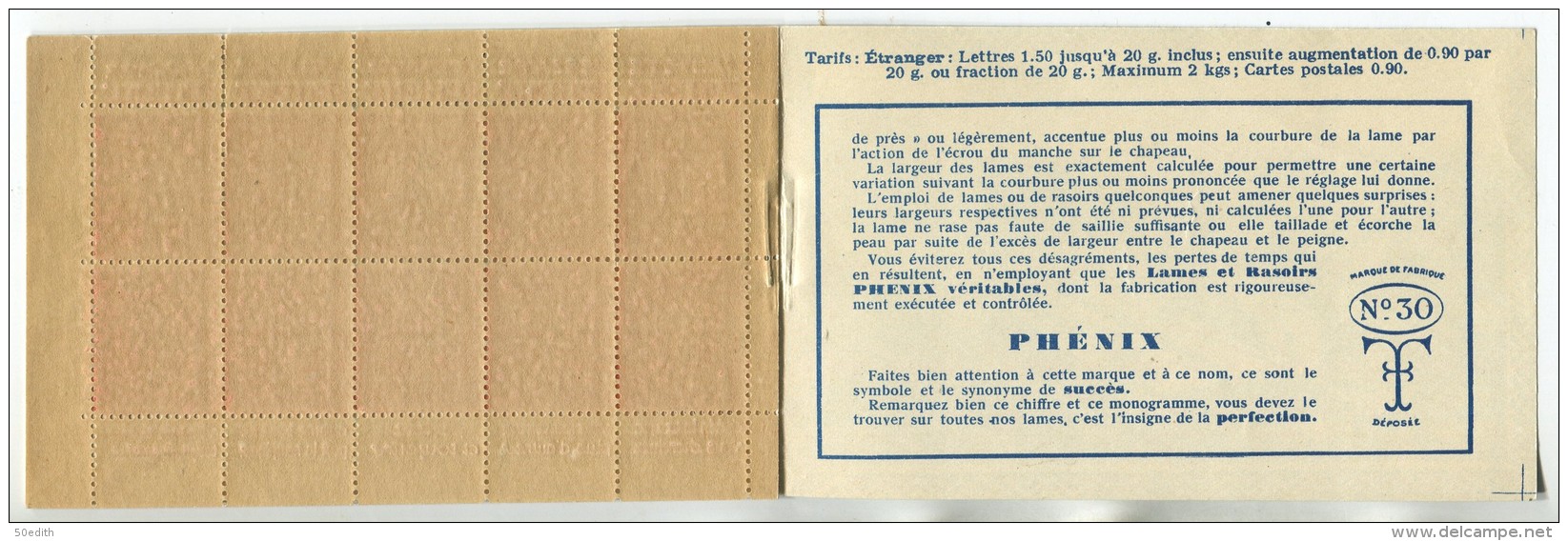 N°199  CARNET De 20 Timbres Pub PHENIX "achetez,essayez,demandez,exigez,adoptez", Couverture PHENIX Nogent En Bassigny - 1903-60 Säerin, Untergrund Schraffiert