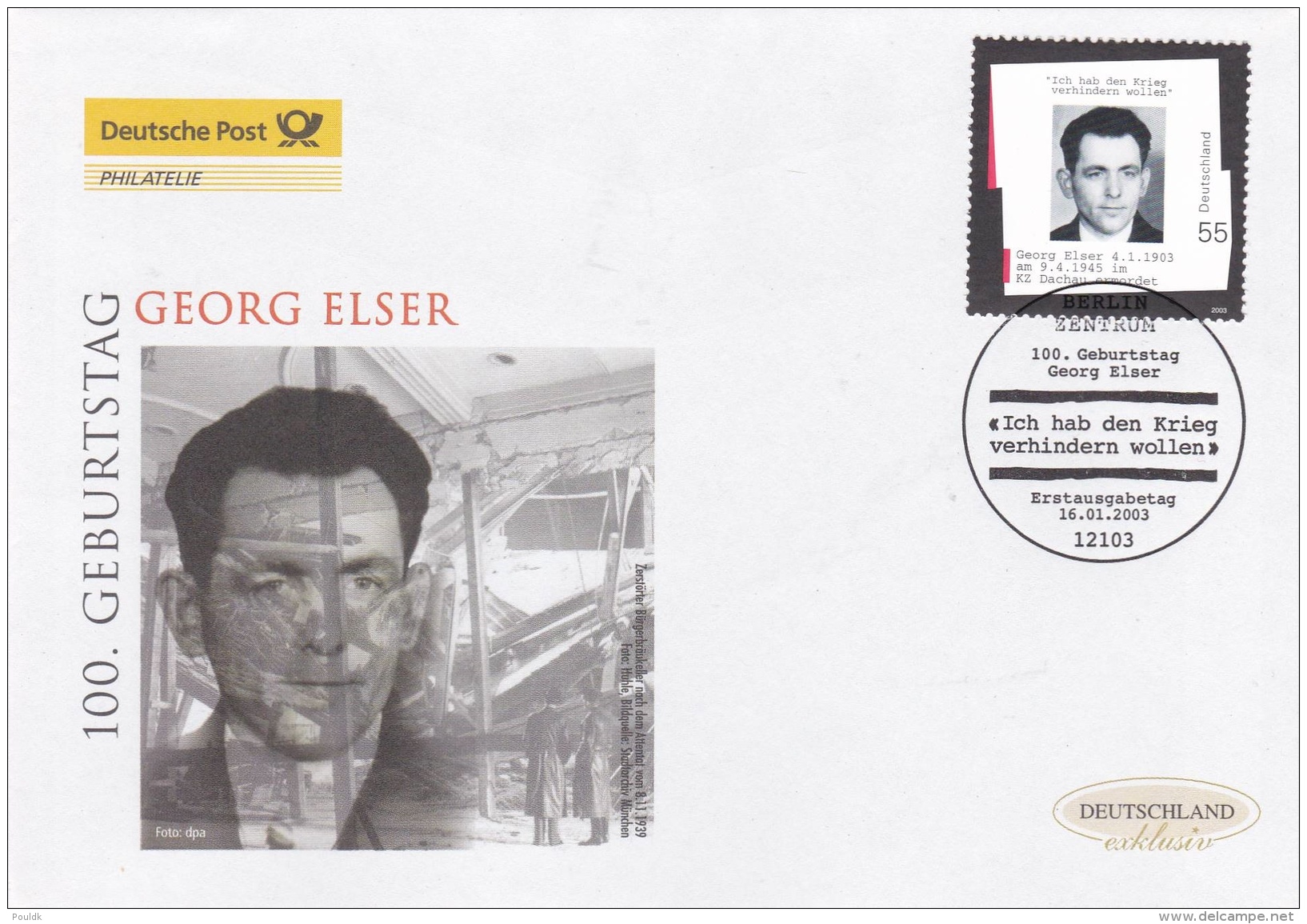 Germany FDC 2003 Georg Elser  (T19-13) - Other & Unclassified