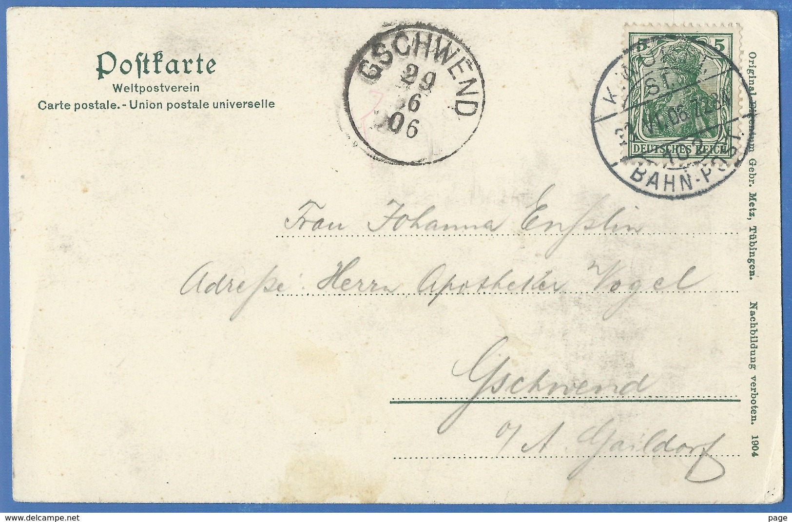 Tuttlingen,1906,Blick Auf Tuttlingen,Bahnpoststempel, - Tuttlingen