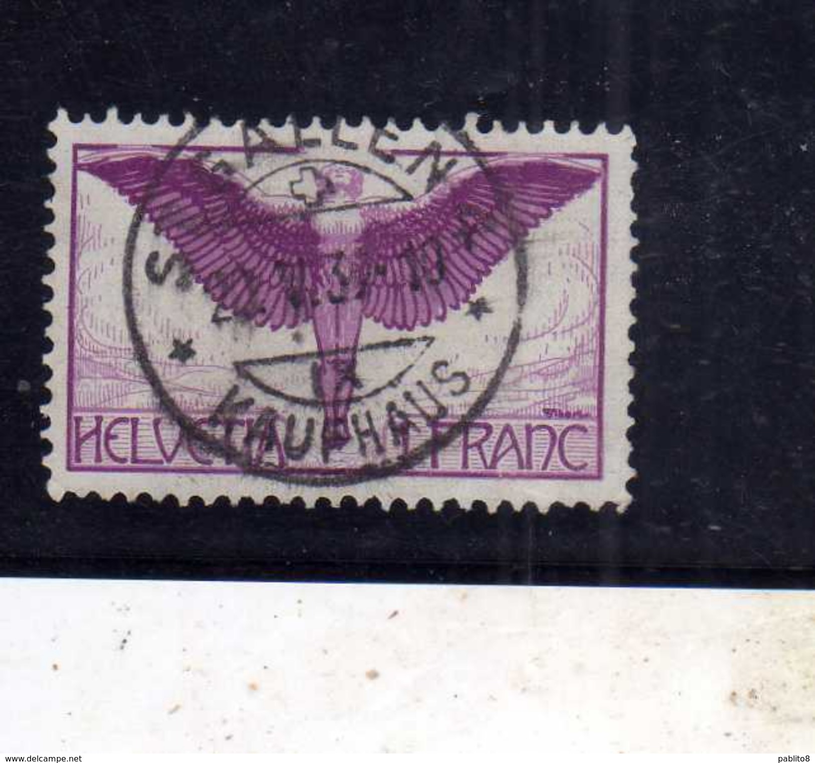 SWITZERLAND SUISSE SCHWEIZ SVIZZERA 1923 1925 AIRMAIL ALLEGORY FR 1 F VERY FINE USATO USED OBLITERE' - Usati