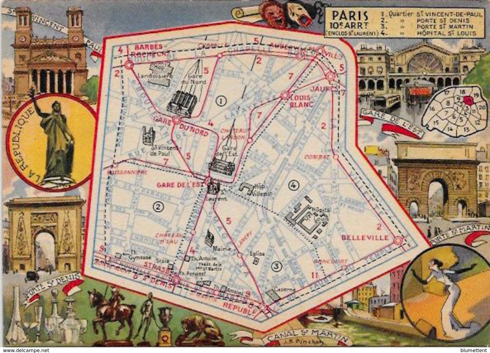 CPSM Les Arrondissements De Paris Editeur Blondel La Rougery Non Circulé 10e Arrondissement - Paris (10)