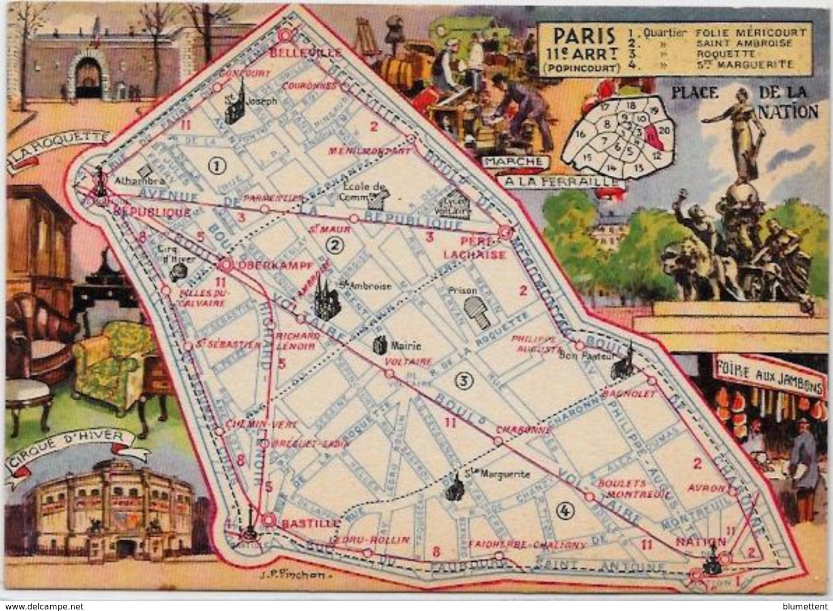 CPSM Les Arrondissements De Paris Editeur Blondel La Rougery Non Circulé 11e Arrondissement - Arrondissement: 11